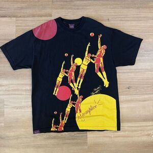 Vintage 90s Akomplice Kareem Abdul Jabbar Sky Hook Graphic Black Shirt Size XL